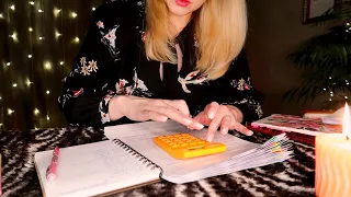 ASMR 📓 BookKeeping ✍🏼 Paper / Fire Crackle / Writing / Unintelligible Whisper / Listen while Study