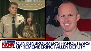 LA Deputy Ambushed: Clinkenbroomer's fiance tears up during press conference | LiveNOW from FOX