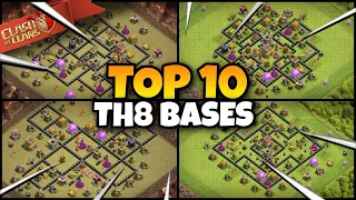 10 UNSTOPPABLE Bases for TH8 - Best CWL/War/Trophy Bases in Clash of Clans 2023!