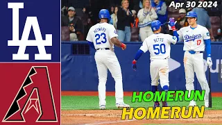 Los Angeles Dodgers vs. D-backs Game Highlights , Apr 30 2024 | MLB Season 2024