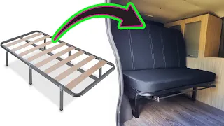 How to create a camper van seat bed using an old bed fame mounted in a Renault Trafic van