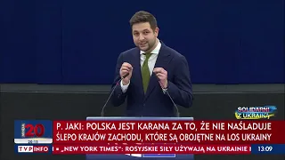 Patryk Jaki w PE: Na Kremlu muszą mieć niezły ubaw, kiedy widzą, jak Niemcy atakują Polskę