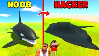 UPGRADING NOOB ORCA into HACKER GIANT FISH in Animal Revolt Battle Simulator |CHOP FRANKLIN SHINCHAN