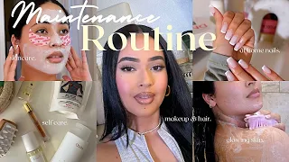 BEAUTY MAINTENANCE ROUTINE 2024 | press on nails, hair + self care + grwm +shopping +brow lamination