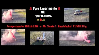 🚨⚠  Pyro Experimente  ⚠🚨  Ferngesteuerter LKW + Smoke Flare Mr. Smoke 1 / Rosa