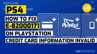 How to fix Ps4 E-82000171 Credit Card Information Invalid Fixed