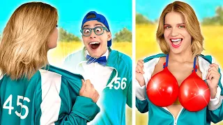 NERD vs  POPULAR en EL JUEGO DEL CALAMAR   TRUCOS para ser POPULAR | Retos graciosos por La La Vida