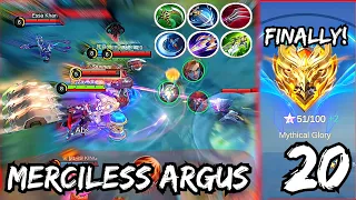 NO BOOTS ARGUS BUILD GETS ME TO MYTHICAL GLORY🗣️🔥 ~ Mobile Legends | Road to Argus Global | 20