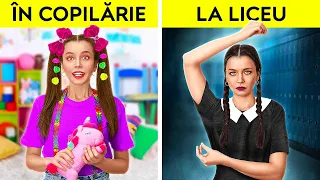 WEDNESDAY ADDAMS, LA ȘCOALĂ || În copilărie vs la liceu! Gadgeturi și trucuri marca 123 GO! TRENDS