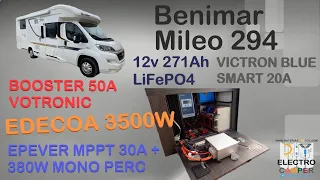 🚍DIY ElectroCamper🚤 AC Benimar Mileo 294, Instalación Booster + Inversor + MPPT + Batería LiFePO4 🔋