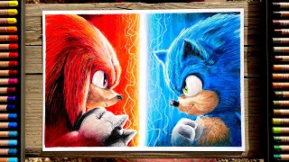 Drawing - SONIC the HEDGEHOG Vs KNUCKLES