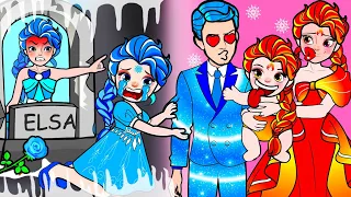 Paper Dolls Dress Up - Costume Stepmother Elsa Fire & Frozen Daughter Dress - Barbie Story & Crafts