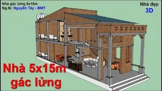 Nhà gác lửng 5x15m - phần kết cấu, thi công và đo kích thước