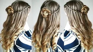 Half Up Half Down Flower Braid and Waterfall Braid Combo | Braidsandstyles12