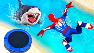 GTA 5 Spiderman Water Ragdolls and Jumping Fails - Spider-Man Funny Moments #21