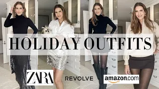 HOLIDAY OUTFITS FOR ALL OCCASIONS! PARTIES, EVENTS, MEALS + STYLING TIPS (DRESS IT UP OR DOWN)