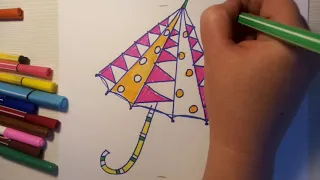 Как нарисовать зонтик. Как нарисовать красивый зонтик. How to draw a umbrella