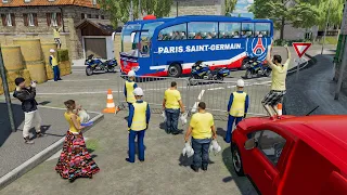 Bus du Paris Saint Germain bloqué par des gilets jaunes | Farming Simulator 22