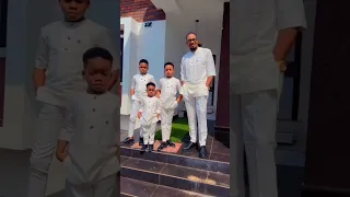 Nollywood actor Junior Pope showed off his adorable sons all in  white #holidayswithshorts