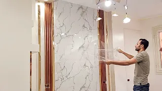 A professional way to install a marble alternative and a wood alternative with golden steel