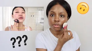 BLACK GIRL TRIES FOLLOWING A KOREAN MODEL MAKEUP TUTORIAL