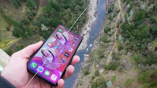 Dropping iPhone 11 Pro Down Tallest Bridge Using ZipLine! Will it Survive?