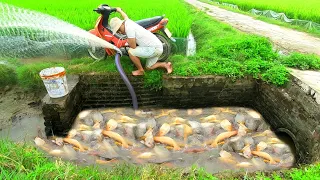 Amazing Fishing Technology! Catch big fish Use Engines Motorcycle Make Water Pump - Fishing Exciting