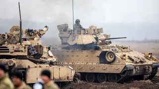 Pabradės poligone JAV šarvuotojo bataliono pratybos treniravosi tankai Abrams