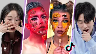 Korean React To TikTok ‘Emoji Makeup’ Challenge for the first time | Y