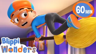 Blippi and the Flying Broom! | Blippi Wonders | Learn ABC 123 | Fun Cartoons | Moonbug Kids