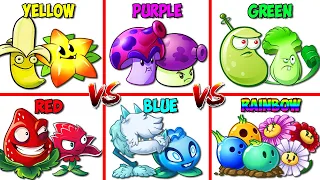 Random 7 Pairs Colorful Plant Team - Who Will Win? - PvZ 2 Team Plant Vs Team Plant