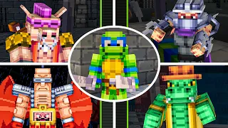 Minecraft x Teenage Mutant Ninja Turtles DLC - All Bosses Fight Gameplay