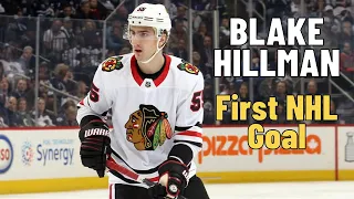 Blake Hillman #55 (Chicago Blackhawks) first NHL goal Apr 4, 2018