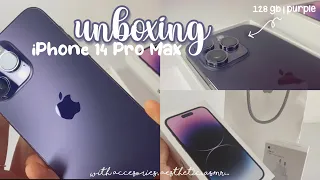 IPHONE 14 PRO MAX purple unboxing + accesories 💜| asmr, aesthetic, camera test...