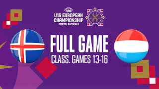 Iceland v Luxembourg | Full Basketball Game |FIBA U16 European Championship 2023 - Division B