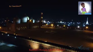 Badshahi Mosque Lahore Pakistan - 4k - Drone View at Night