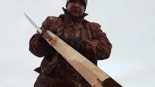 Нож Кефарт Южный Крест, проба по древесине)