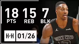 Dwight Howard CRAZY Full Highlights Hornets vs Hawks (2018.01.26) - 18 Pts, 15 Reb, 7 Blocks