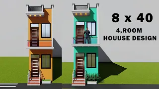 छोटे से छोटे काम बड़े बड़े,3D 8 by 40 ghar ka naksha,duplex 3D house,small 3D plan,3D makan ka design