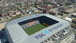 4K Drone Footage - TQL Stadium - Music Hall in Cincinnati, Ohio