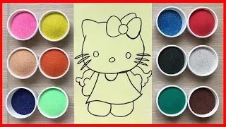 TÔ MÀU TRANH CÁT mèo HELLO KITTY thiên thần - Colored Sand Painting Kitty angel (Chim Xinh)