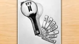 BTS ARMY BOMB DRAWING With Pencil Sketch | BTS Pencil Sketch | BTS 그리기 | BTS Pencil Drawing