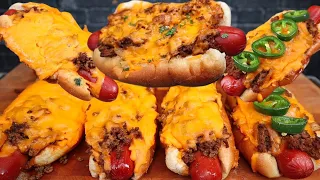 ASMR CHILI CHEESE DOGS MUKBANG