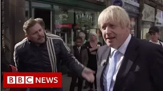 Boris Johnson heckled: 'You should be in Brussels; you're in Morley' - BBC News
