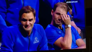 Federer and Nadal crying after Roger’s final match ever.