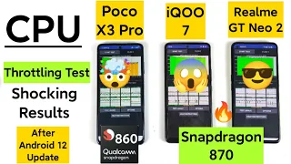 Realme GT Neo 2 vs iQOO 7 vs Poco X3 Pro CPU Throttling Test Comparison after Android 12 Update 🔥🔥🔥