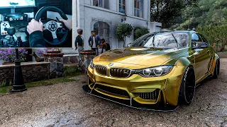 Golden BMW M4 - Forza Horizon 5 Steering Wheel Gameplay