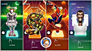 NINJA TURTLE 🆚 SPIDERMAN 🆚 PENNYWISE 🆚 SKIBIDI TOILET 🆚 BABY SHARK 🆚 GROOT 🎶 TILES HOP EDM RUSH 🔥