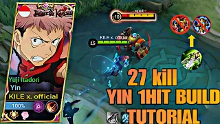 Yin itadori best Exp Lane build unlimited legendary+27 kill|only one shot build and emblem tutorial