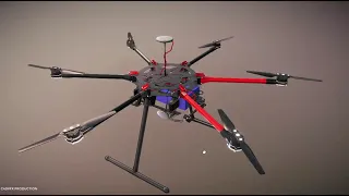 DJI S900 drone animated Model 3D